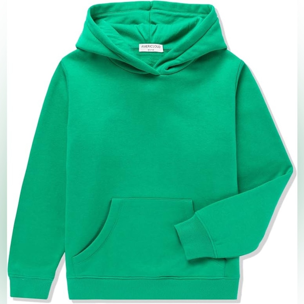 Americloud Green Unisex Kids Small (5/6) Soft Brushed Fleece Pullover Hoodie
